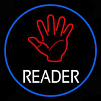 Red Palm White Reader Neon Skilt