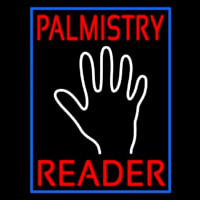 Red Palmistry Reader Blue Border Neon Skilt