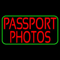 Red Passport Photos Green Border Neon Skilt