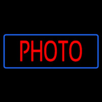 Red Photo Blue Border Neon Skilt