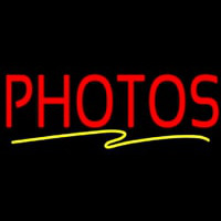 Red Photos Block With Yellow Swish Border Neon Skilt