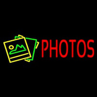 Red Photos With Logo Neon Skilt