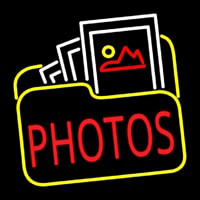 Red Photos With Photo Icon Neon Skilt