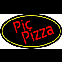 Red Pie Pizza Oval Neon Skilt