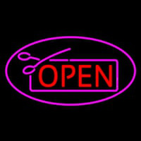 Red Pink Open With Scissor Neon Skilt