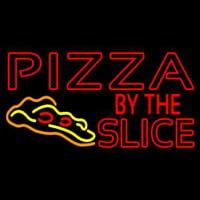 Red Pizza By The Slice Logo Neon Skilt