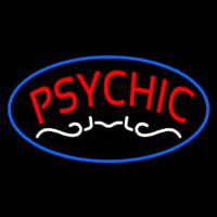 Red Psychic Blue Border Neon Skilt