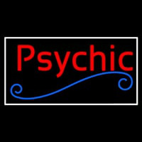 Red Psychic Blue Line White Border Neon Skilt