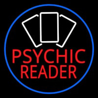 Red Psychic Reader White Cards And Blue Border Neon Skilt