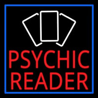 Red Psychic Reader With Cards Neon Skilt