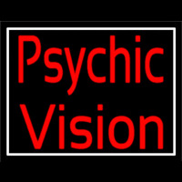 Red Psychic Vision White Border Neon Skilt