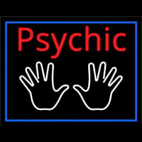 Red Psychic White Palms And Blue Border Neon Skilt