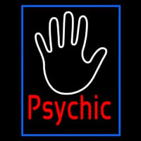 Red Psychic With Blue Border Neon Skilt