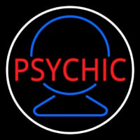 Red Psychic With Crystal White Border Neon Skilt