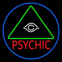 Red Psychic With Logo Blue Border Neon Skilt