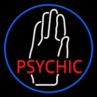 Red Psychic With White Palm Blue Border Neon Skilt