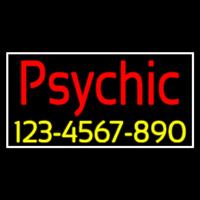 Red Psychic With Yellow Phone Number Neon Skilt