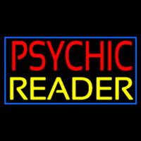 Red Psychic Yellow Reader With Border Neon Skilt