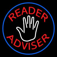 Red Reader Advisor And White Palm Blue Border Neon Skilt