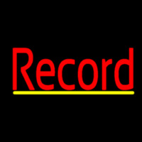 Red Record Cursive Yellow Line 2 Neon Skilt