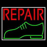 Red Repair Shoe Logo Neon Skilt