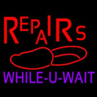 Red Repairs Purple While You Wait Neon Skilt