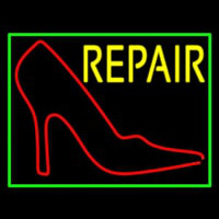 Red Sandal Logo Repair With Border Neon Skilt