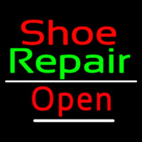 Red Shoe Green Repair Open Neon Skilt