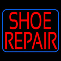 Red Shoe Repair Blue Border Neon Skilt