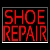 Red Shoe Repair With Border Neon Skilt