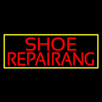 Red Shoe Repairing With Border Neon Skilt