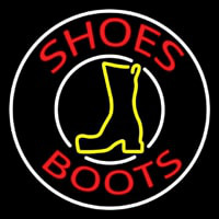 Red Shoes Boots White Border Neon Skilt