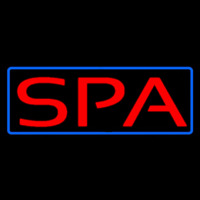 Red Spa Blue Border Neon Skilt