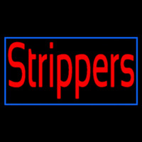 Red Strippers With Blue Border Neon Skilt