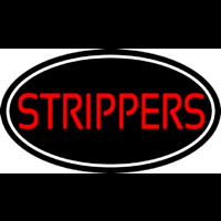 Red Strippers With White Border Neon Skilt