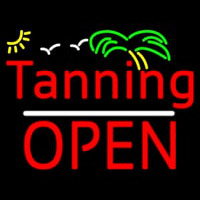 Red Tanning Block Open Neon Skilt