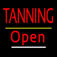 Red Tanning Open Yellow Line Neon Skilt