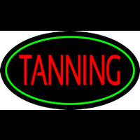 Red Tanning With Oval Green Border Neon Skilt