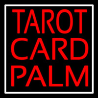 Red Tarot Card Palm And White Border Neon Skilt