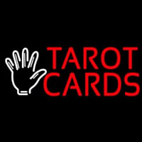 Red Tarot Cards White Palm Neon Skilt