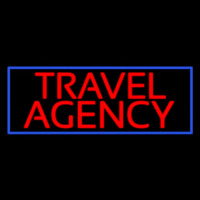 Red Travel Agency Blue Border Neon Skilt