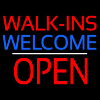 Red Walk Ins Welcome Open Neon Skilt