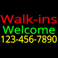 Red Walk Ins Welcome With Phone Number Neon Skilt