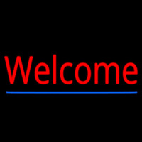 Red Welcome With Underline Neon Skilt