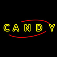 Round Yellow Candy Neon Skilt