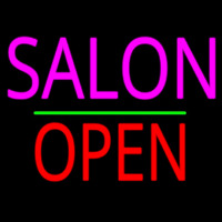 Salon Block Open Green Line Neon Skilt