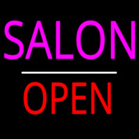 Salon Open White Line Neon Skilt