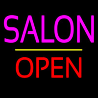 Salon Open Yellow Line Neon Skilt