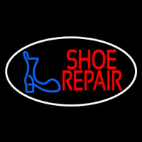 Shoe Repair Logo White Border Neon Skilt