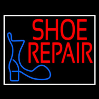 Shoe Repair Logo With Border Neon Skilt